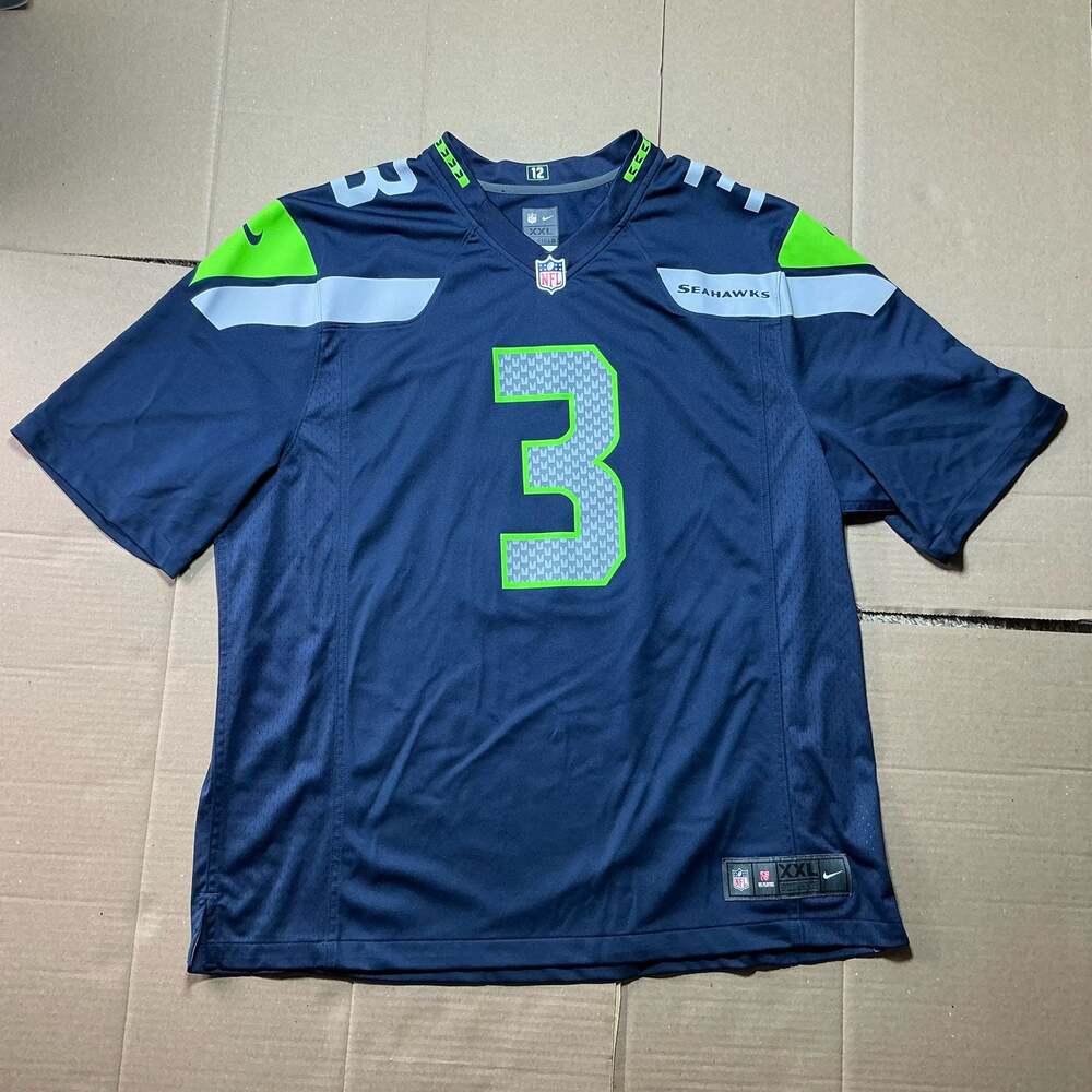 Nike Seattle Seahawks Russell Wilson #3 Jersey Men's XXL Navy Blue NFL On Field